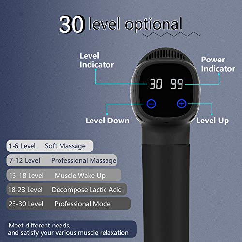Muscle Massage Gun, Percussion Massage Gun for Athletes Deep Tissue Massager Impact Device Handheld Muscle Electric Gun with 6 Massage Heads 30 Speed High-Intensity Vibration Helps Relieve Soreness - Thumbnail 7