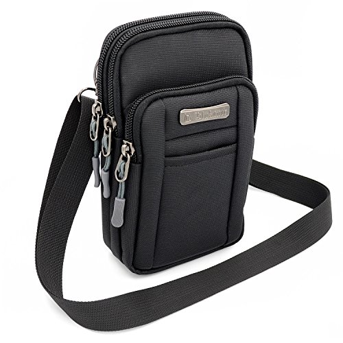 Mopaclle Les petits Sac Bandoulière en Nylon Sac Banane Multi-paquet Pochette Ceinture de Voyage pour Argent Passeport Billets Téléphone Mobile Noir (Noir)