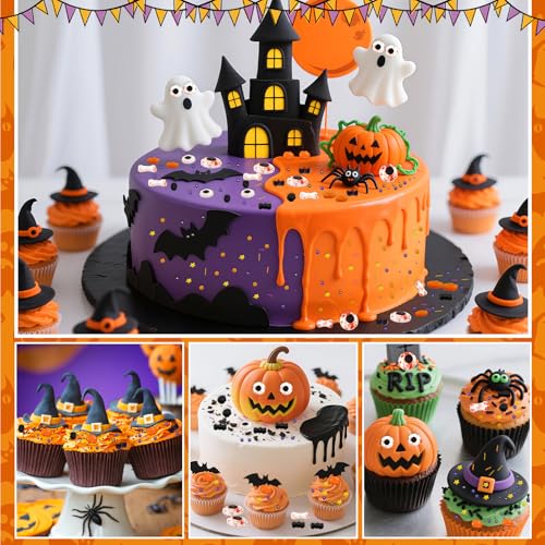 130g Halloween Tortendeko Essbar, Essbare Süßigkeiten Kuchen Dekoration, Halloween Torten Deko, Mini essbare Zuckeraugen Halloween Streusel, Zum Dekorieren von Kuchen, Keksen, Muffins und Desserts