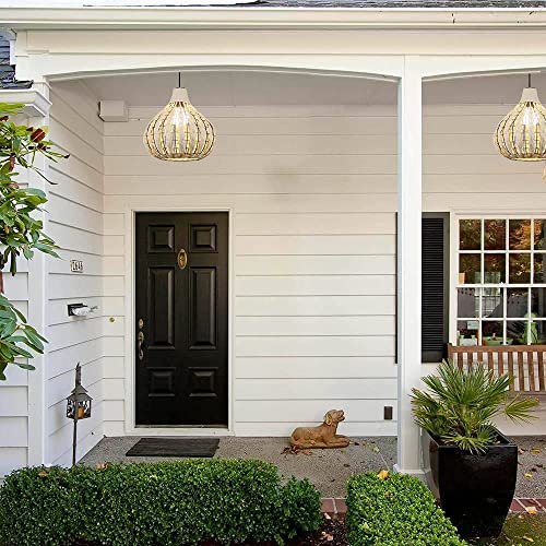 Wicker Pendant Light Beige Rattan Light Fixture Woven Pendant Light Basket Lamp Shade Light Fixtures Ceiling Light Hanging for Kitchen Island Patio Hallway Dining Room Bedroom(Led Bulb Incl.) - Image 6