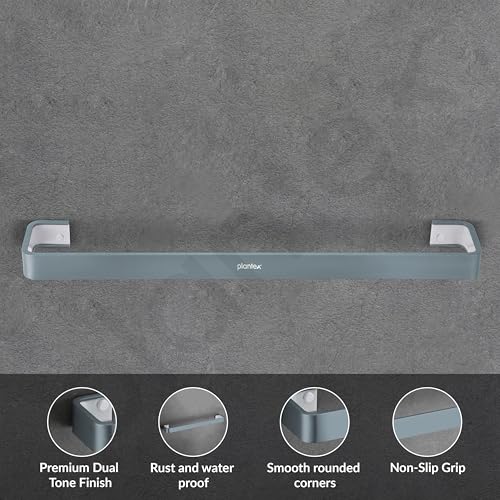 Image of Plantex Aluminium and Acrylic Towel Rod for Bathroom /Cloth Hanger for Wall /Towel Holder /Towel Bar /Bathroom Accessories (Grey and Milky White) 24 Inch