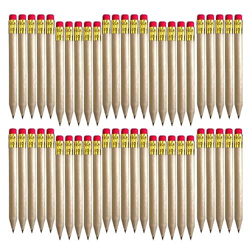 50 個ゴルフハーフ鉛筆ショートベビーシャワーペン木製筆記ペン小さな消しゴム付きブライダル結婚式の標準