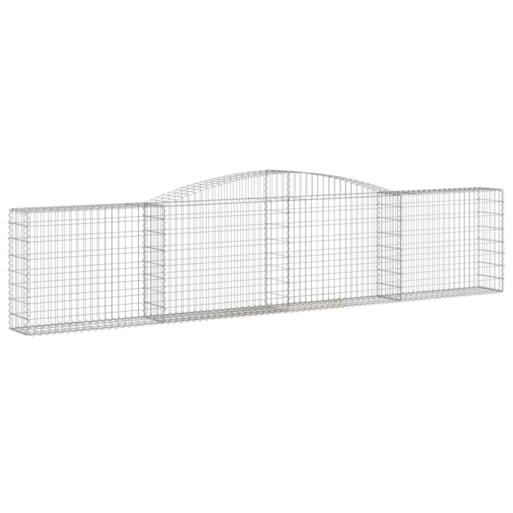 Gaviones con arco alto, 5 unidades, 400 x 30 x 80/100 cm, hierro galvanizado, barrera de jardín, protección acústica