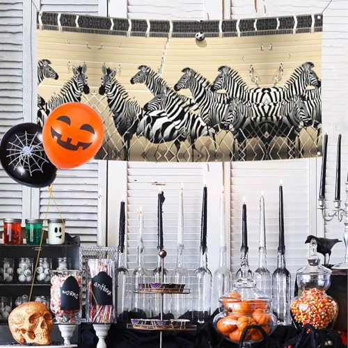 MINDBBDFJ Zebra Racetrack Print Banners And Signs For Outdoor/Indoor,Personalized Banner Customizable Parties Halloween Banner (180x90cm)2