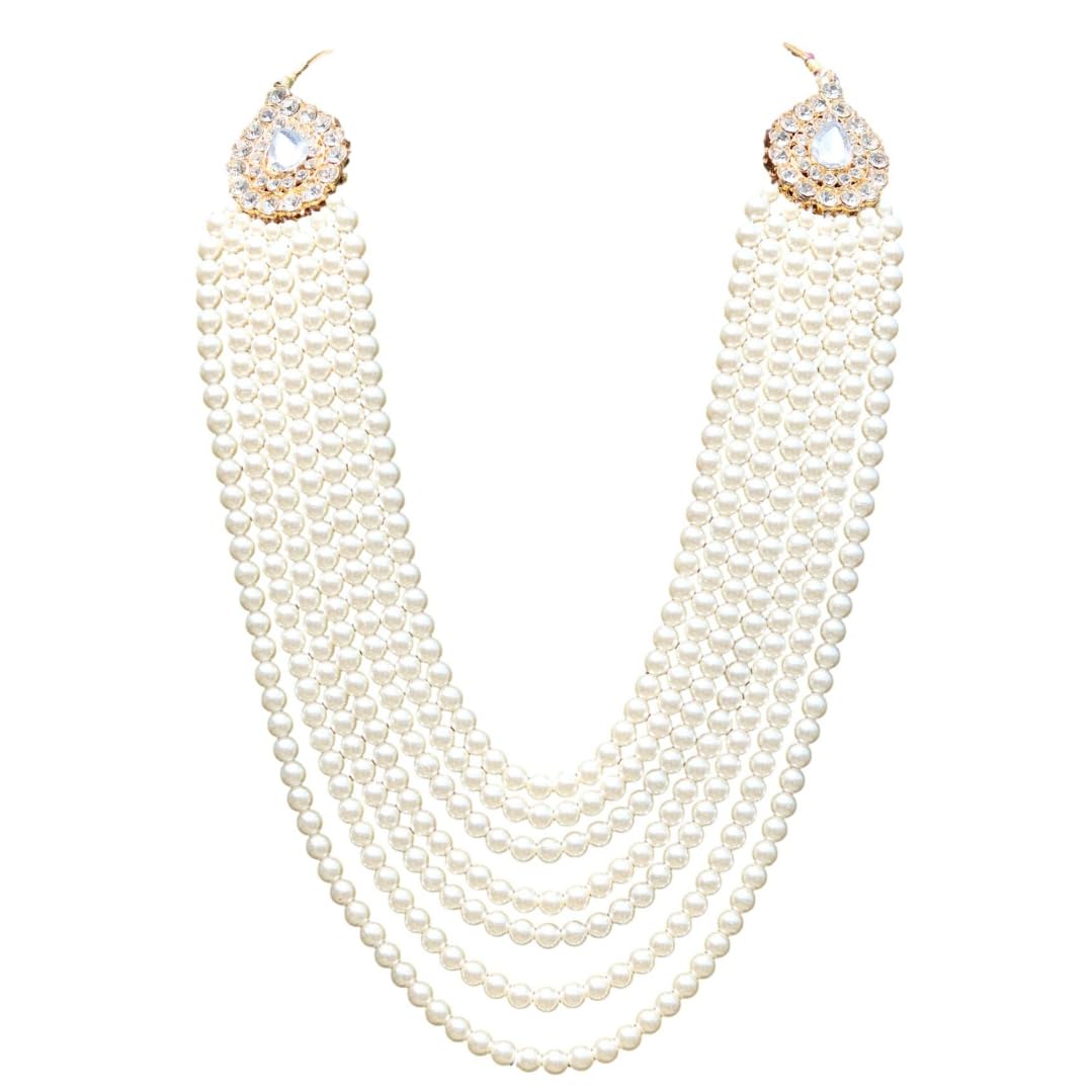 Geetanjali Crafts Handmade Pearl Stone & Studded AD(American Diamond) Necklace Jewellery For Men/Groom For Wedding(Dhula Mala/Kantha Haar) Or Special Occasions. 7883 (B0BYVPRC2T) Amazon Price History, Amazon Price Tracker