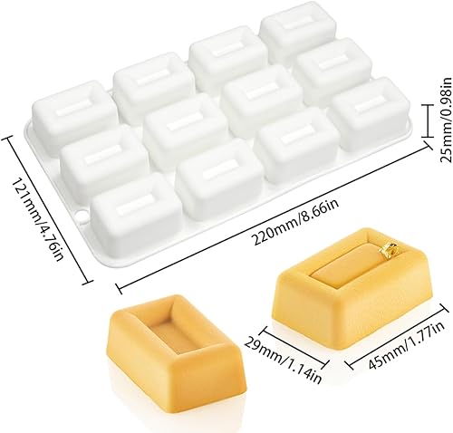 Miniatura 2 de mostsom Moldes de silicona para mousse de 12 cavidades, forma rectangular 3D, para chocolate, trufa, mousse, pastel, postre, moldes para hornear