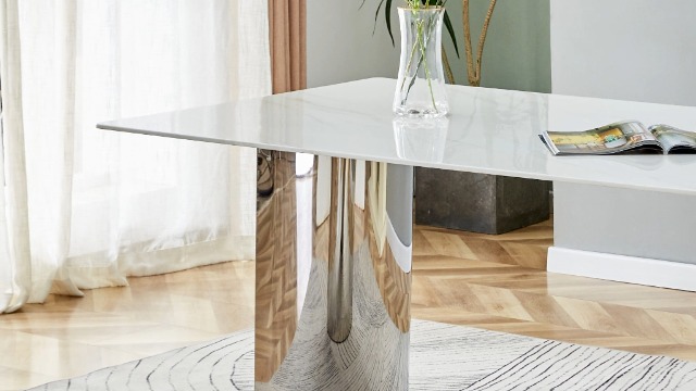 Amazon.com - MEMUY 73”White Dining Table,Rectangle Faux Marble