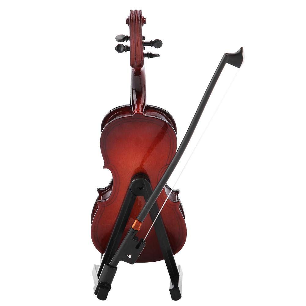Violoncello in miniatura, modello strumento musicale in legno 5,5 pollici con supporto da tavolo per decorazione casa regalo musicale