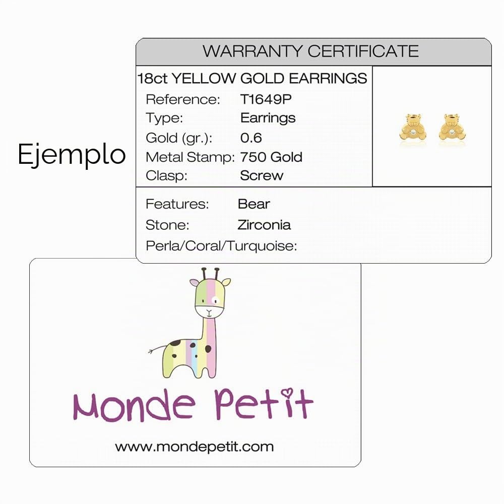 Pendientes Bebe Oro Amarillo Flor Circonita (9kts) - Estuche Regalo - Certificado de Garantía - Mondepetit
