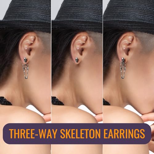 Halloween Earrings Skeleton Jewelry for Women, Spooky Skull Ideal for Trick or Treat Night & Halloween Party Cosplay3