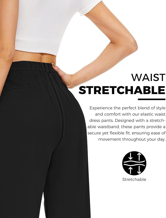 Women's Casual Suit Pants, Straight Leg Trousers3