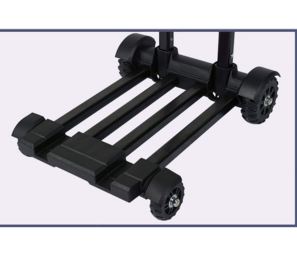 Carrelli a Mano Carrello Pieghevole Carrello Portatile con 4 Ruote 2 Corde Bagaglio Piatto con carrelli in Acciaio Inossidabile Teleless