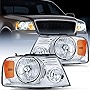 Nilight 2004 2005 2006 2007 2008 F150 Headlights, headlight assembly for 2006 Lincoln Mark LT Chrome Housing Amber Reflector,Headlight Assembly Replacement kit