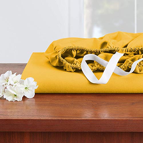 Image of YRM Bedding's Gold Yellow 600-TC Oraganic Cotton 4 Pcs King Size Bedsheet Fitted (72 inchx78 inch), Flat (102 inchx108 inch) and Pillow Cover (18 inchx28 inch) Feet for 4 inch and 8 inch Inch Mattress