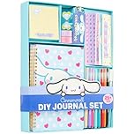 Cinnamoroll Sanrio DIY Journal Kit Gift for Girls Teens, A5 Spiral Notebook, Sticker Sheets, Post-it Notes & Accessories, Arts & Crafts Set Stationary Supplies, Kawaii Anime Gifts (Blue Cinnamoroll)