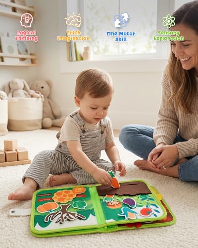 Image of Montessori Busy Book, 10-Page Sensory Activity Toy, Farm
