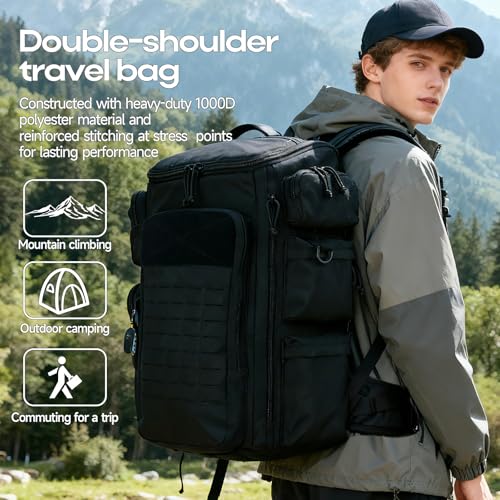 50L Military Tactical Backpack for Men Large Travel Backpack Heavy Duty Utility Army 3 Days Assault Pack Molle Bag Rucksack for Hiking Outdoor Adventures, Black - Image 5