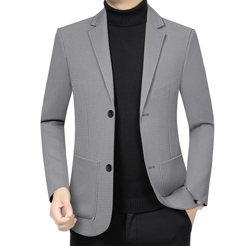 Mens Gray Classic fit Blazers Stretch Sport Coat 2 Button Suit Jacket Regular for Wedding Prom Homecoming
