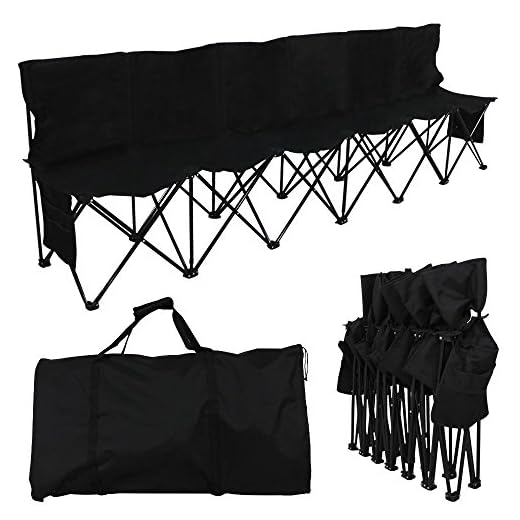 Yaheetech 6 Seats Foldable Sideline Bench For Sports Team Camping Folding Bench Chairs Black