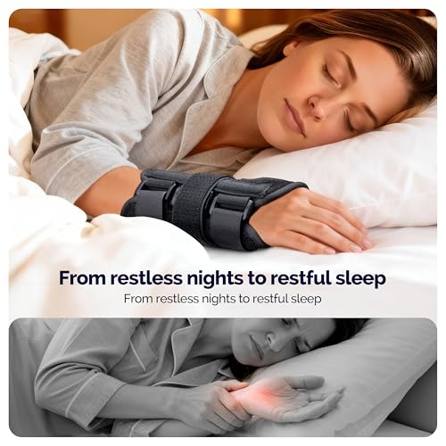 Image of FEATOL 2 Pack Blue Black Wrist Brace for Carpal Tunnel - Pain Relief for Sprain, Arthritis, Tendonitis, Injuries, Wrist Pain, Cockup Wrist - Wrist Brace Night Support Both Hand with Removeable Splint - For Men & Women Large /X-Large Size