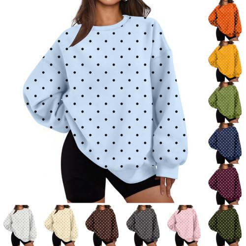 Polka Dot Sweatshirts Women Oversized Fall Crew Neck Casual Clothes - image 1