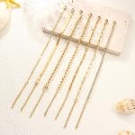 Thunaraz Gold Bracelets for Women Waterproof,14K Gold Plated/Silver Link Bracelet Sets Stackable Figaro Paperclip Gold Womens Chain Bracelet Dainty Layered Bracelets Pack for Women Ladies