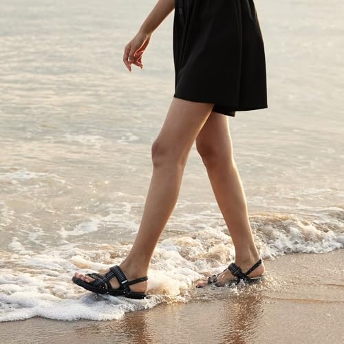 MEGNYA Comfortable Womens Hiking Sandals, Flip Flop Walking Sandals with Arch Support, Athletic Sandals with Hook and Loop Straps for Beach Vacation Adventure2