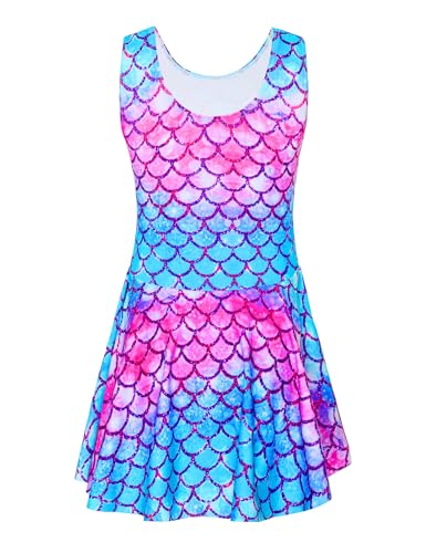 Image of Girls Swimsuits Kids One Piece Sleeveless Swimwear Skirted Bathing Suit Summer Swim Dress with UPF 50+ Sun Protection