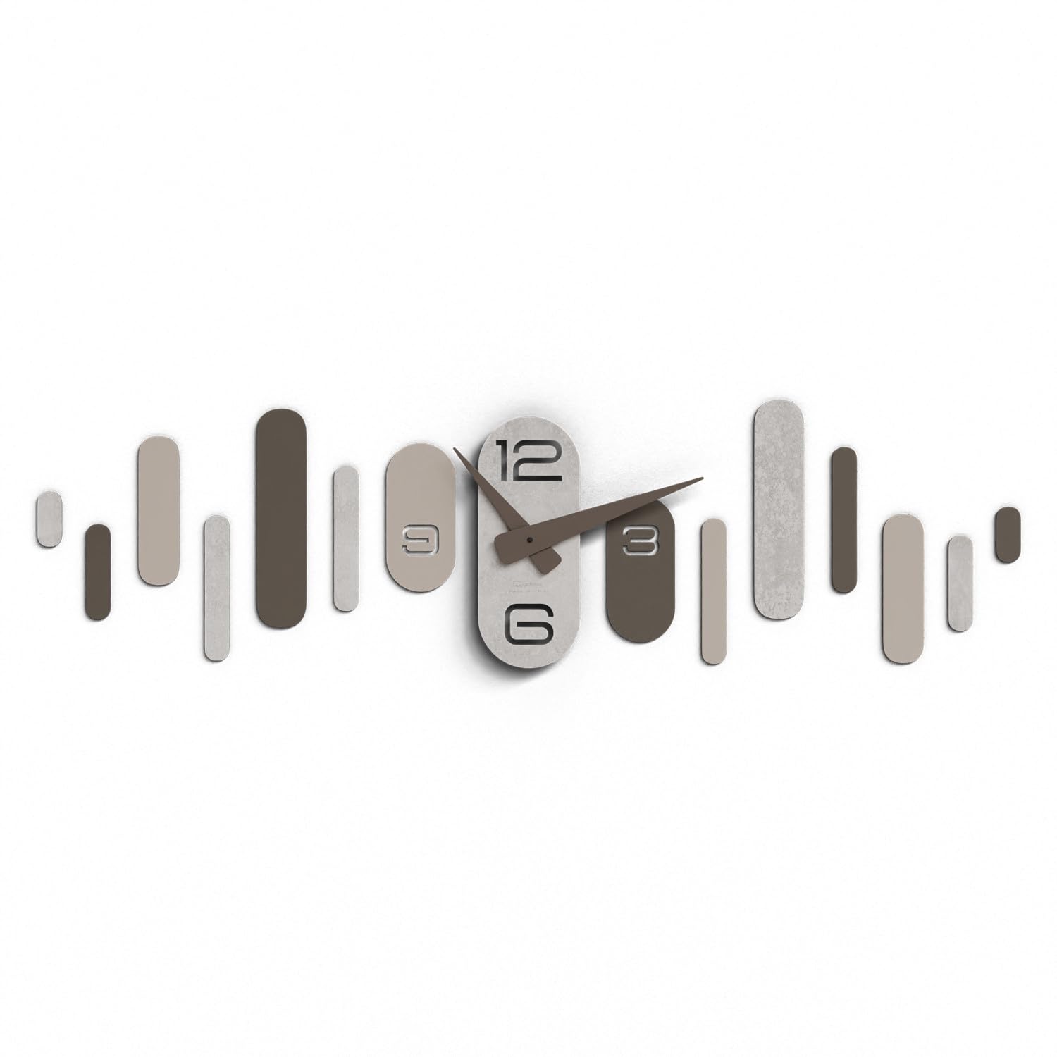 Giallobus - Geotime Uhr - Wave - MDF-Holz - Geotime - 12W_Concrete - Moderne Wanduhr – 3D-Klebezahlen – Modulares Design