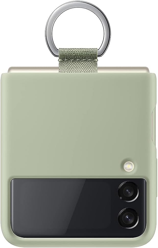 Samsung Electronics Galaxy Z Flip 3 Phone Case, Silicone Protective Cover with Ring, Heavy Duty, Shockproof Smartphone Protector, US Version, Olive Green (EF-PF711TMEGUS)