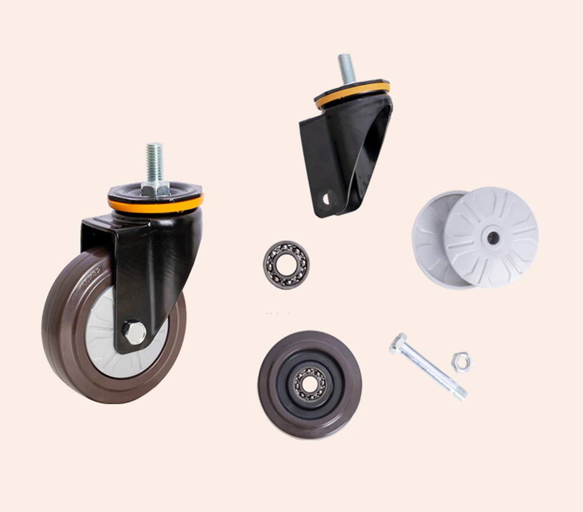 Rotella,Rotella Girevole,Rotella con Freni,Rotella in Gomma Antiscivolo con Asta filettata M12, Rotelle piroettanti con Freno,Rotella per mobili per carichi Pesanti del Carrello,con rotelle