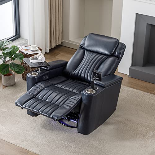 Sillón reclinable eléctrico poliuretano azul miniatura 4