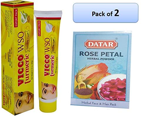 1 x Vicco WSO Turmeric Vanishing Cream 60gm, 1 x Datar Rose Petal Herbal Powder Face and Hair Pack- 100g