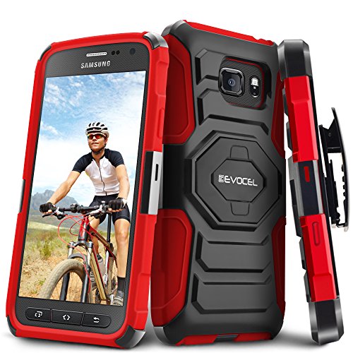 Galaxy S7 Active Case, Evocel [New Generation] Dual Layer Rugged Holster Case with Kickstand & Belt Clip for Samsung Galaxy S7 Active SM-G891 (Does NOT fit Regular S7 - S7 Active only), Red