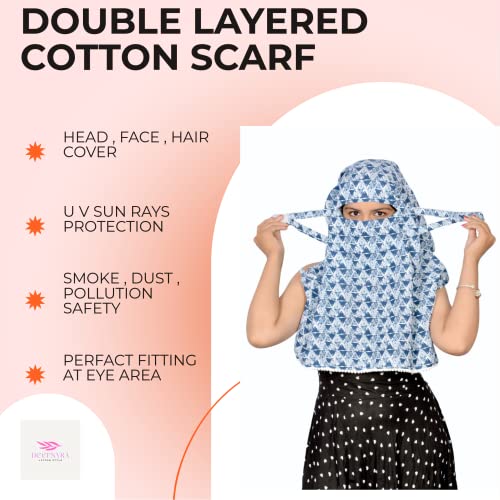 Image of Scarf Face Cover Mask Head Bandana Hijab Scarf Dupatta Stole Cotton Printed For Girls and Women