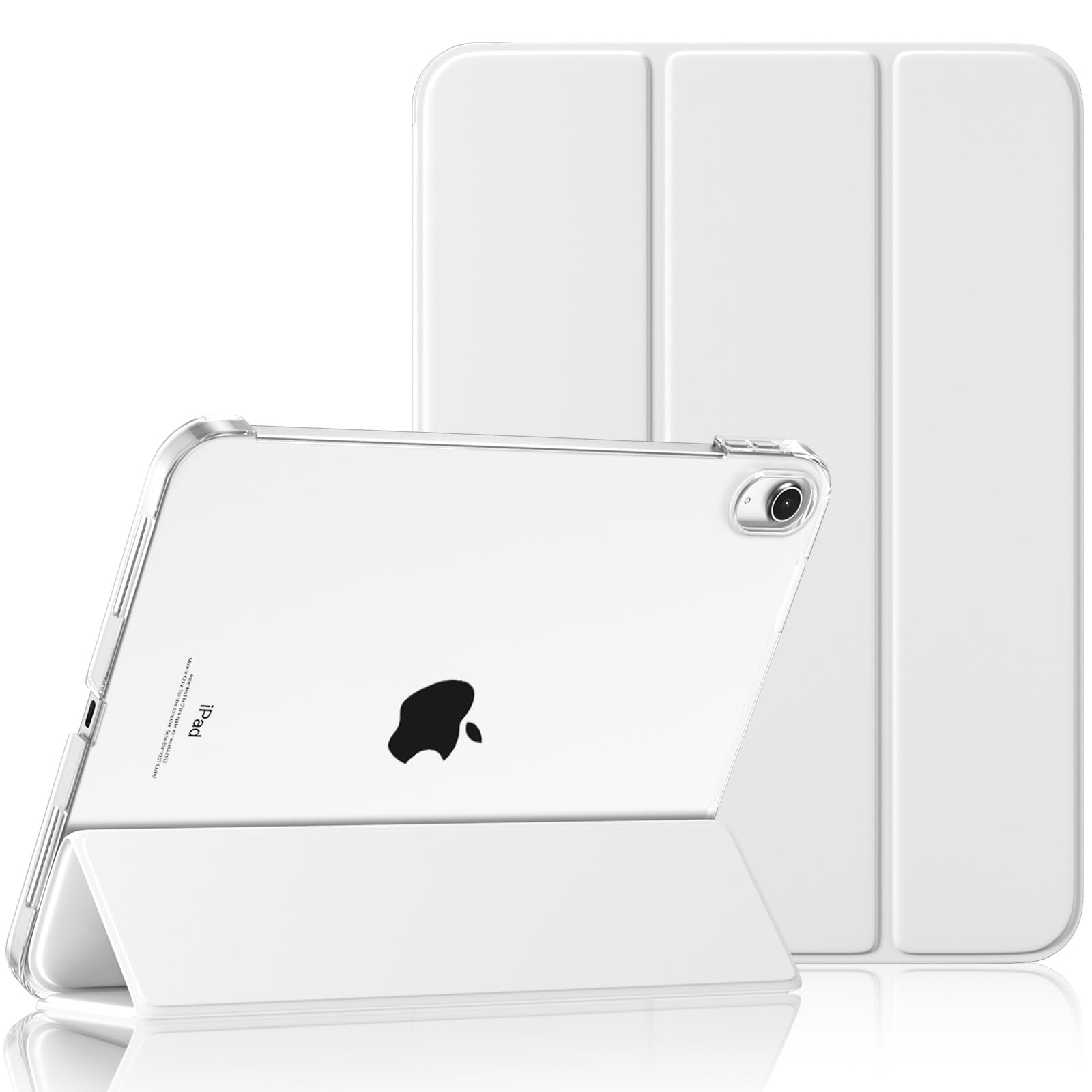 Maledan Hülle für iPad A16 11/10 Generation (2025 11 Zoll/2022 10,9 Zoll), Schlankes Leichtgewicht Transluzente PC Rückseite Stoßfeste Case Schutzhülle für iPad 10, Auto Schlafen/Wachen, Weiß