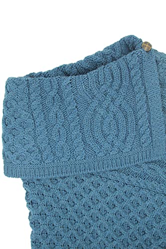 Aran Crafts Women's Cable Knit Buttoned Cowl Neck Poncho (100% Merino Wool)4