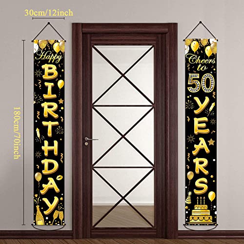 Party Greeting 50Th Birthday Party Banner Decorations Cheers To 50 Years Banner 50Th Party Supplies Black Gold Welcome Porch Sign For Indoor Outdoor thumb #6