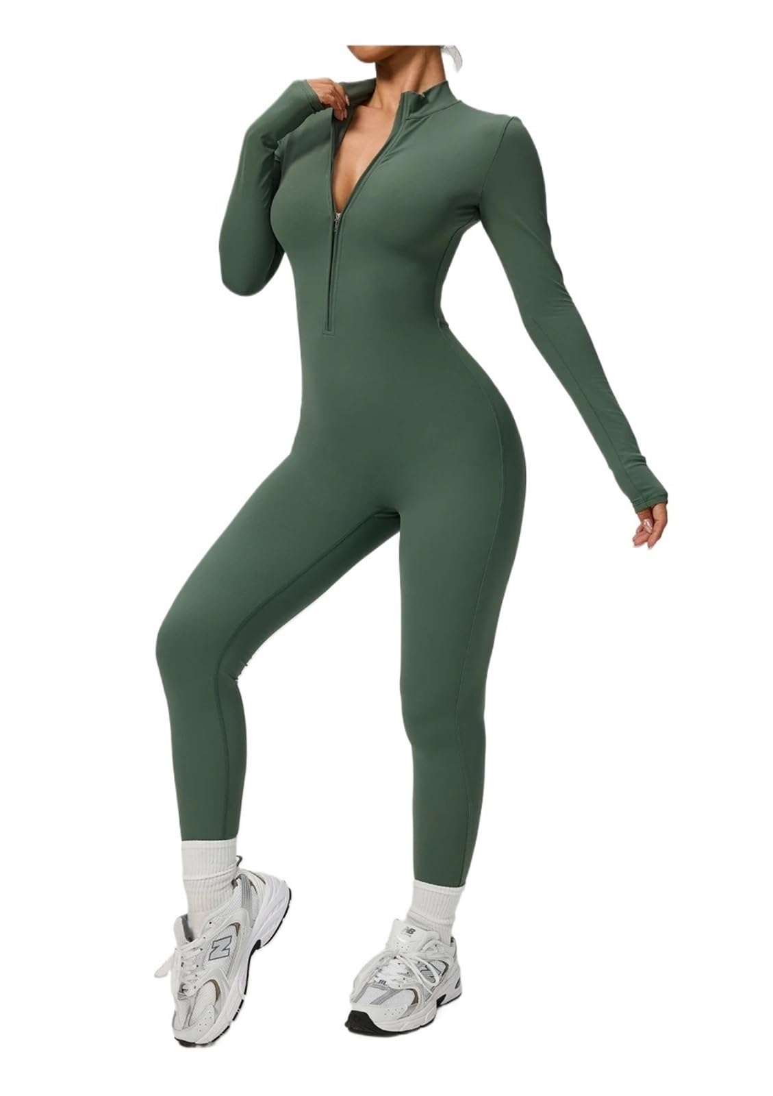 Combinaison de yoga for femme avec fermeture éclair, combinaison élastique une pièce, tenue fitness, gym Pour Femme(Color 1,XL)