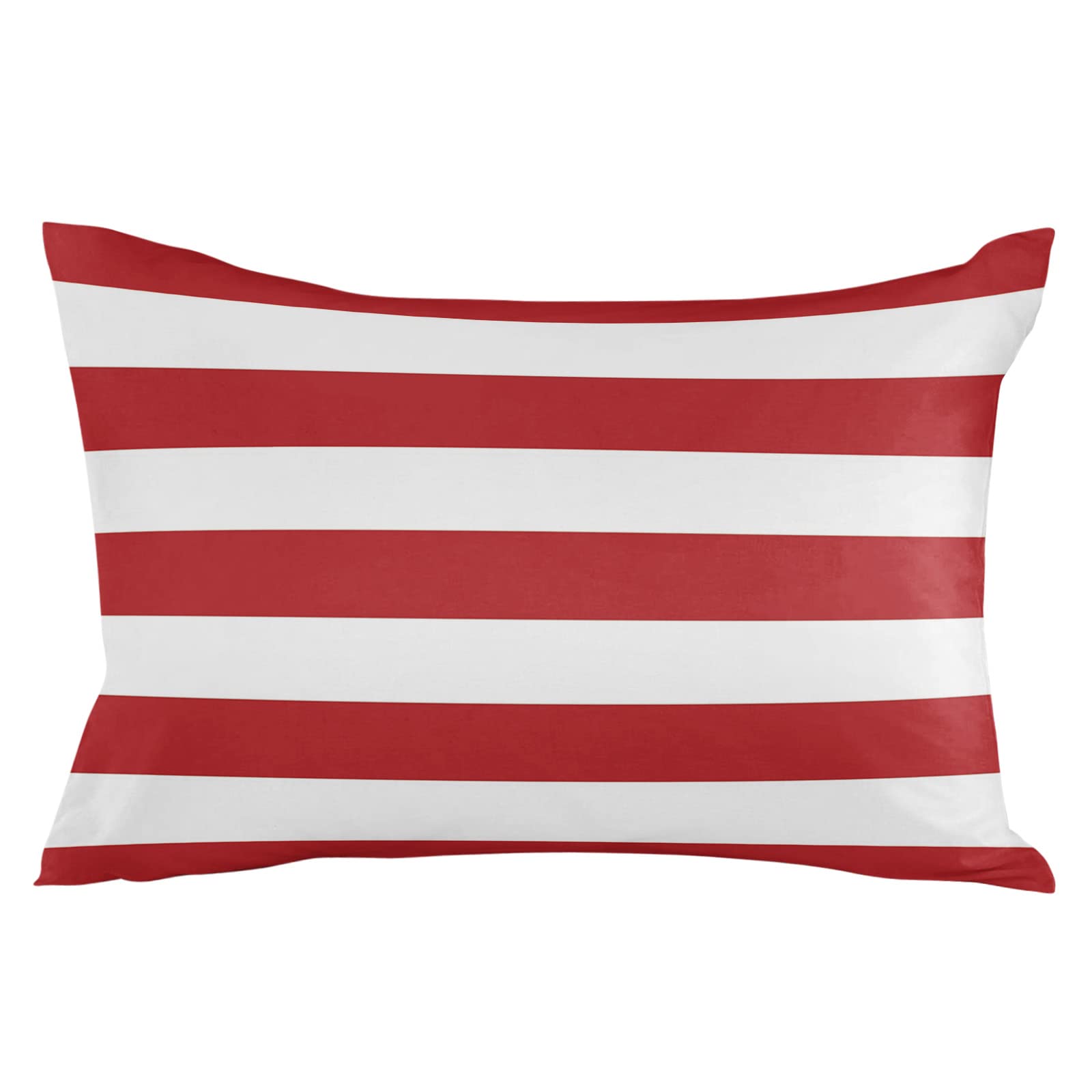 Outdoor Pillow Covers 20x12 Waterproof Polyester Throw Pillow Covers, Christmas Stripes Red Decorative Pillowcases Garden Cushion Case for Patio Couch Sofa Decoration Set of 2, Geometric Red White