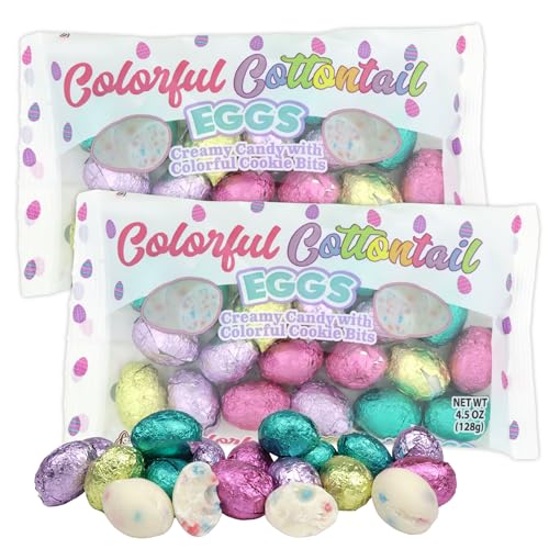 Mini Candy Eggs with Colorful Cookie Bits, Individually Foil Wrap...