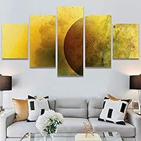 SIGNWIN 5 Panel Canvas Wall Art Modern Art Astronomy & Space Dramatic Moon Multicolor Photography Rustic for Home Decorations Ready to Hang - 60