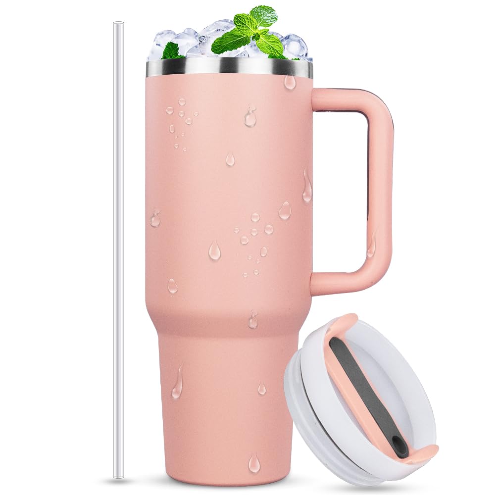 Double Wall Vacuum Stainless Steel Coffee Mug Leak Resistant Lid，Reusable Vacuum Tumbler, Cold/Hot Insulated Tumbler for Travel Home, Office, Travel, Part, Camping (PINK)