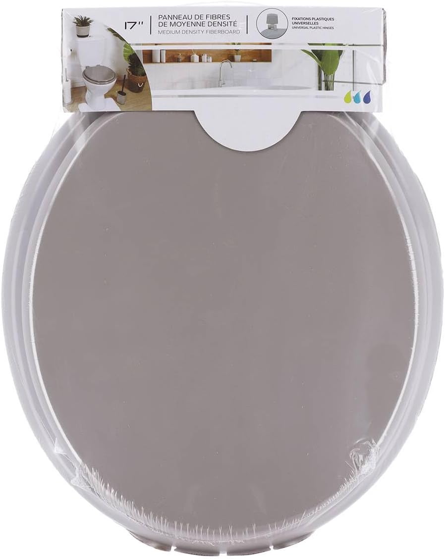 Taupe Round Molded Wood Toilet Seat 17 Inches