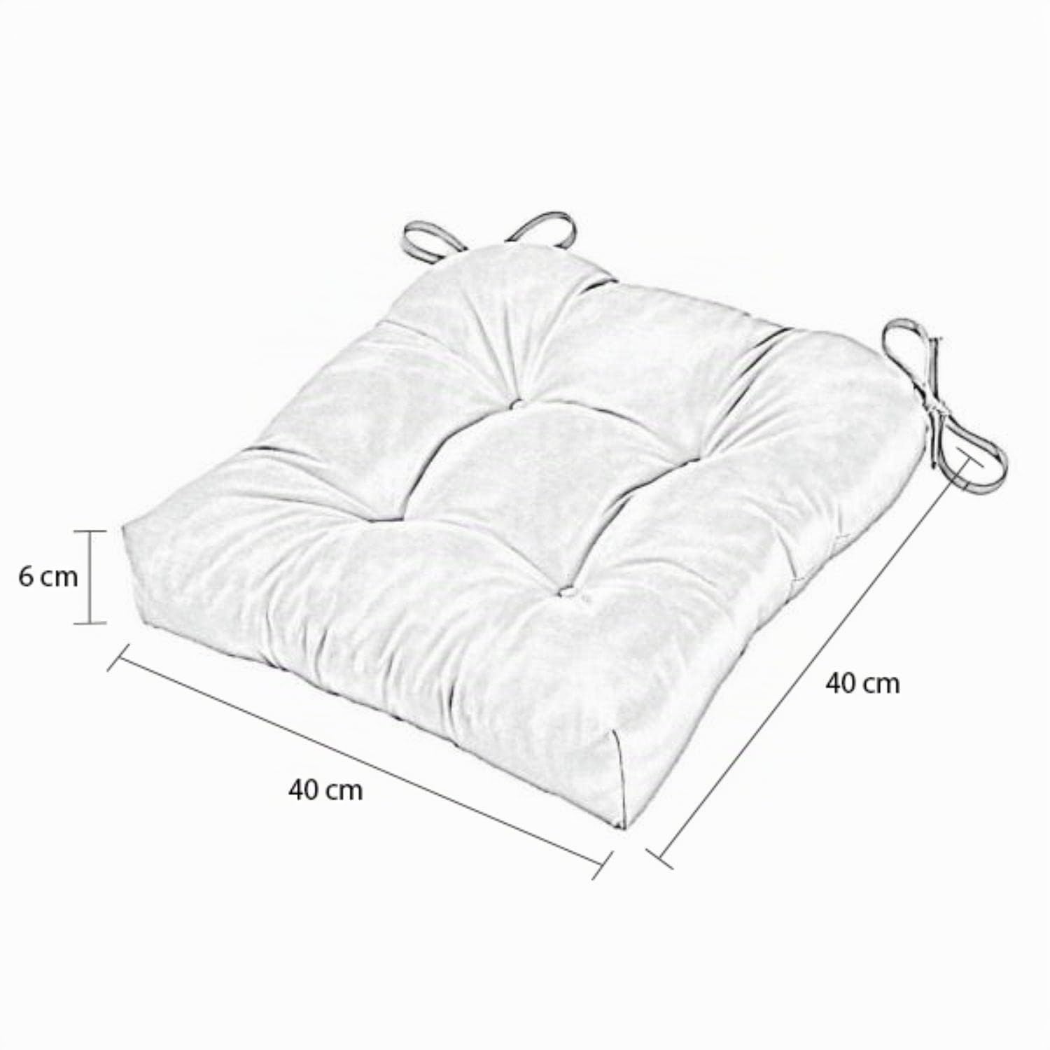 Intimitaly Set 6 Cuscini Sedia Con Lacci 4 Punti Comodi Made in Italy in Cotone Imbottiti e Spessi 6 Cm (Ocra)