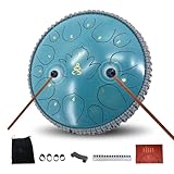 YoungMonic Steel Tongue Drum 13 Inches 15 Notes D Major Steel Drums Rain Chimes for Outside Percussion Instrument with Drum Mallets and Carry Bag