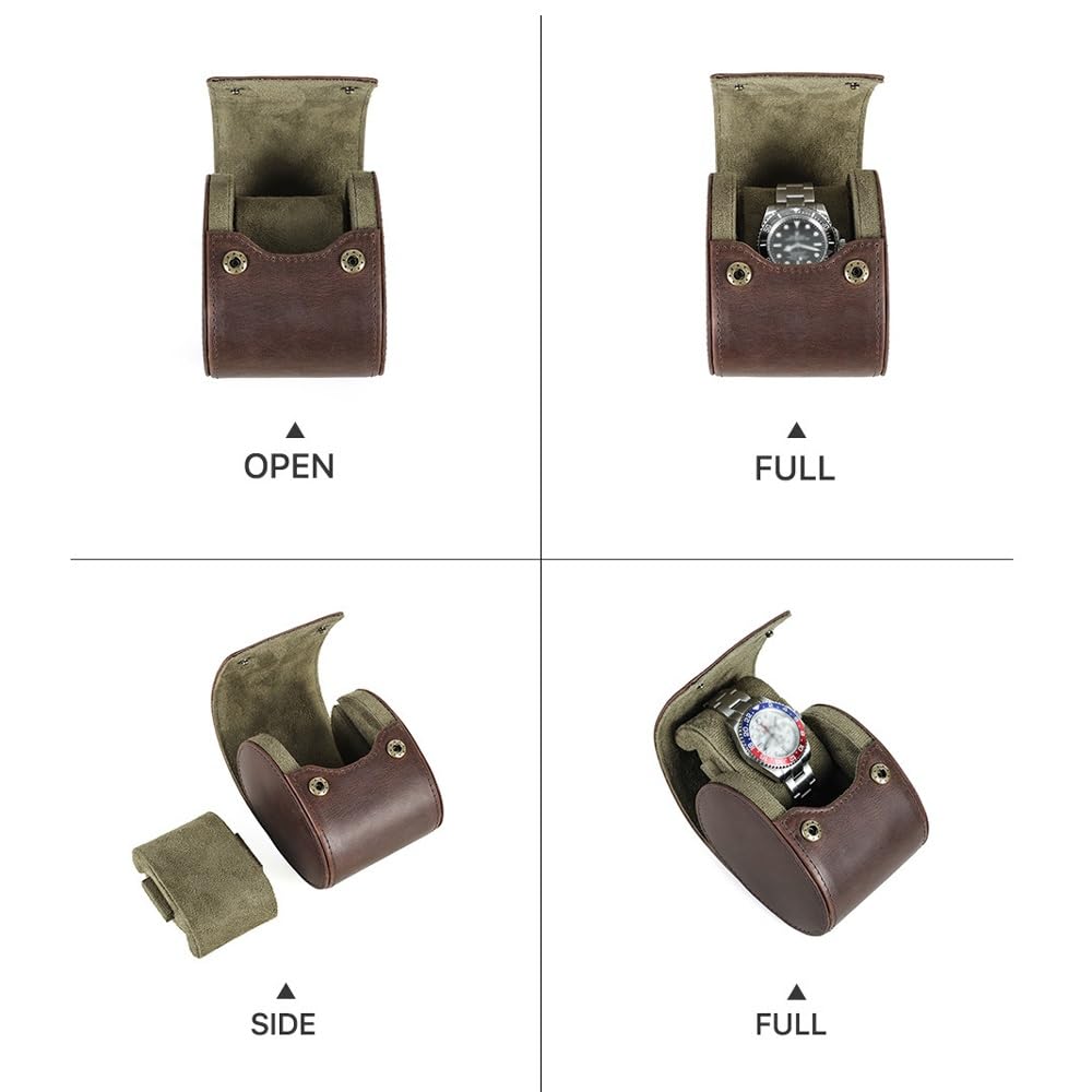 Single Watch Travel Case - Watch Organizer Box, Watch Roll Travel Case for Men with Removable Pillow Holder