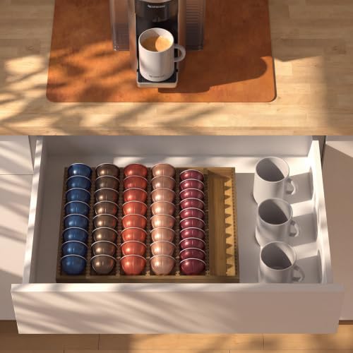 Image of for Nespresso Vertuo Capsules Bamboo Coffee Pod Drawer Organizer
