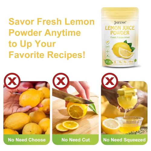 image for JAYUSS Lemon Juice Powder 8.82 Ounce, 100% Natural, Freeze Dried Lemon