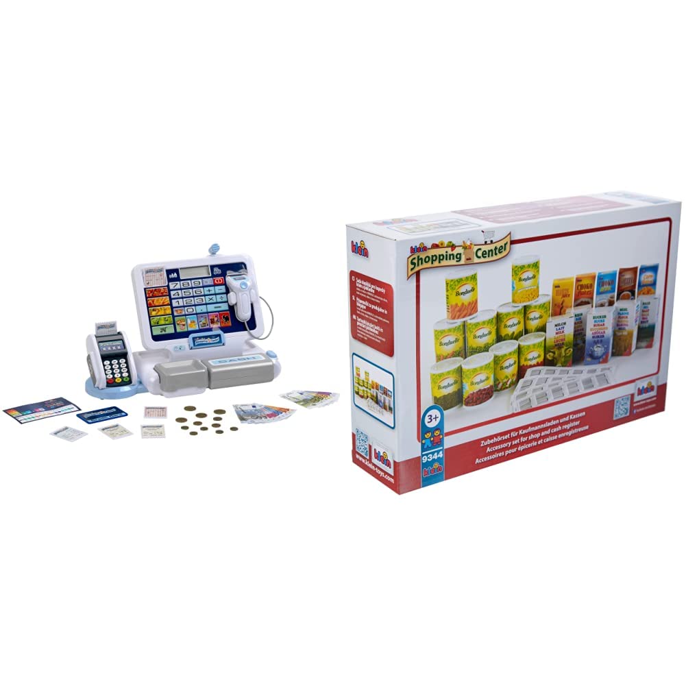 Theo Klein 9324 Registratore di Cassa con Tablet | con Suoni e Tablet Rimovibile, terminale POS & Accessori per Cassa con Lettore Ottico, Giocattoli, Multicolore, 9344